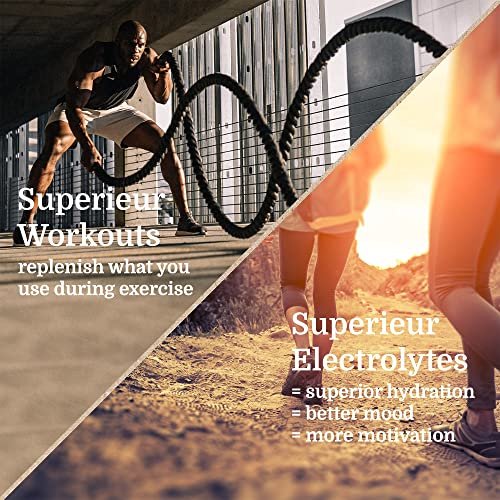 Superieur Electrolyte Powder Packets - Vegan Elektrolyt-Hydrationspulver mit Meeresmineralien - Keto-freundlich, Nicht-GVO, Zuckerfreies Elektrolyt-Ergänzungsmittel - Gesundes Sportgetränk - Wassermelone (14 Packungen)