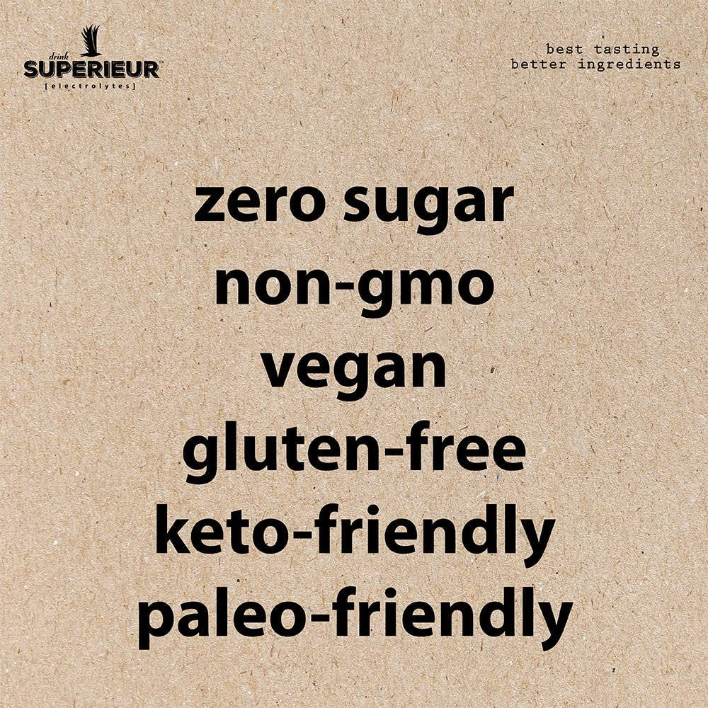Superieur Electrolyte Powder Packets - Vegan Elektrolyt-Hydrationspulver mit Meeresmineralien - Keto-freundlich, Nicht-GVO, Zuckerfreies Elektrolyt-Ergänzungsmittel - Gesundes Sportgetränk - Wassermelone (14 Packungen)
