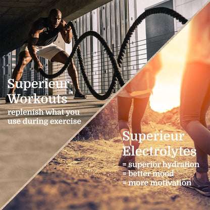 Superieur Electrolyte Powder Packets - Vegan Elektrolyt-Hydrationspulver mit Meeresmineralien - Keto-freundlich, Nicht-GVO, Zuckerfreies Elektrolyt-Ergänzungsmittel - Gesundes Sportgetränk - Wassermelone (14 Packungen)