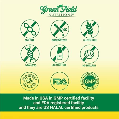 Greenfield Nutritions Halal Fischöl 1000mg, 300mg Halal Omega 3, Kleines Wildes Peruanisches Fischöl, EPA 180 mg & DHA 120 mg, Nicht-GVO, Glutenfrei, Unterstützt Gehirn- & Herzgesundheit, 120 Kapseln