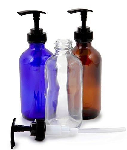 Vivaplex 6er-Pack große 8 oz Glasflaschen mit schwarzen Lotionpumpen in verschiedenen Farben