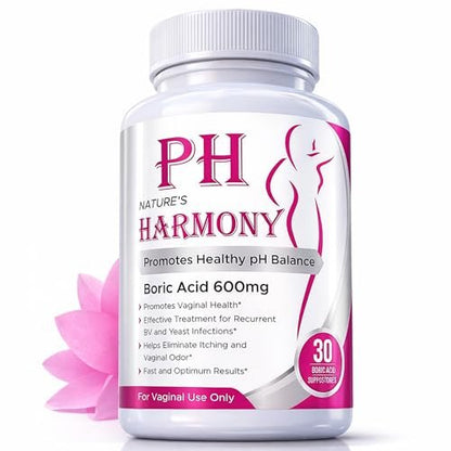 PURE PLANT HOME Borsäure-Zäpfchen Nature's Harmony 30 Stück 600 mg 100% rein hergestellt in den USA