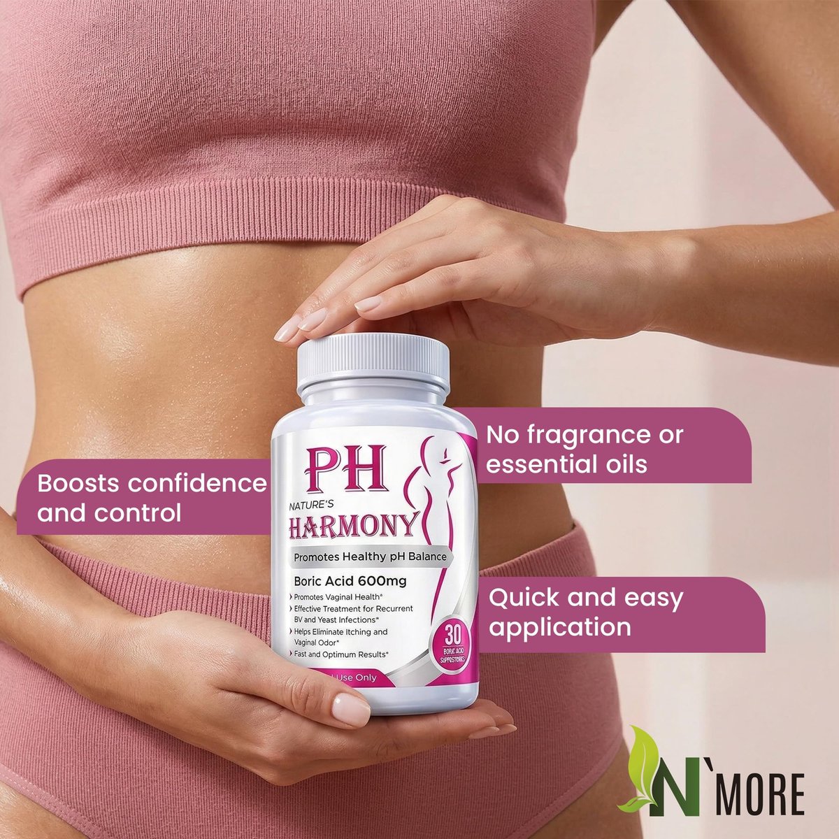 PURE PLANT HOME Borsäure-Zäpfchen Nature's Harmony 30 Stück 600 mg 100% rein hergestellt in den USA