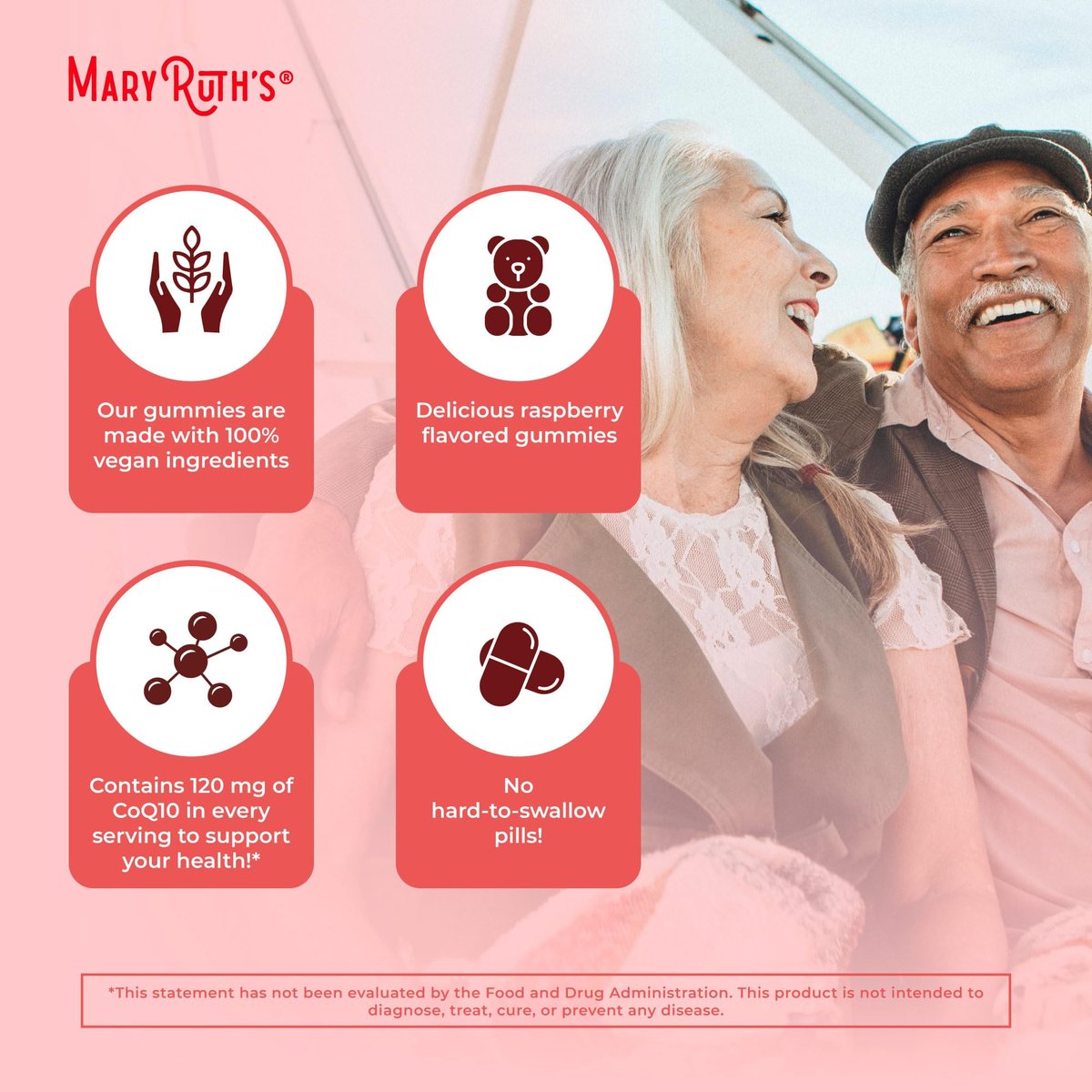 MaryRuth Organics CoQ10 Gummis | Coenzym Q10 120 mg | Vegane Gummipräparate für Herzgesundheit & Zellgesundheit | Antioxidans | Nicht-GMO | Glutenfrei | 60 Stück | 1 Monatsvorrat