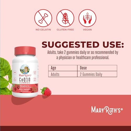 MaryRuth Organics CoQ10 Gummis | Coenzym Q10 120 mg | Vegane Gummipräparate für Herzgesundheit & Zellgesundheit | Antioxidans | Nicht-GMO | Glutenfrei | 60 Stück | 1 Monatsvorrat