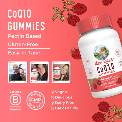 MaryRuth Organics CoQ10 Gummis | Coenzym Q10 120 mg | Vegane Gummipräparate für Herzgesundheit & Zellgesundheit | Antioxidans | Nicht-GMO | Glutenfrei | 60 Stück | 1 Monatsvorrat