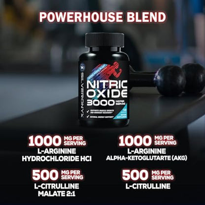 Extra Starkes Stickstoffmonoxid-Booster - 3-fache Stärke L-Arginin AKG & Citrullin Malat - Premium Pre-Workout für Männer & Frauen - Natürliche Energie & Muskelunterstützung, in den USA abgefüllt - 120 Kapseln