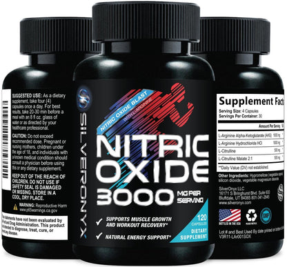 Extra Starkes Stickstoffmonoxid-Booster - 3-fache Stärke L-Arginin AKG & Citrullin Malat - Premium Pre-Workout für Männer & Frauen - Natürliche Energie & Muskelunterstützung, in den USA abgefüllt - 120 Kapseln