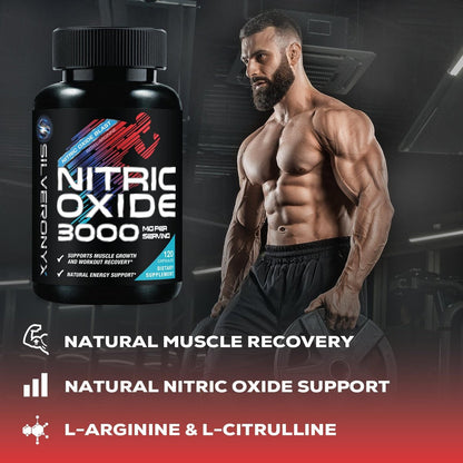 Extra Starkes Stickstoffmonoxid-Booster - 3-fache Stärke L-Arginin AKG & Citrullin Malat - Premium Pre-Workout für Männer & Frauen - Natürliche Energie & Muskelunterstützung, in den USA abgefüllt - 120 Kapseln