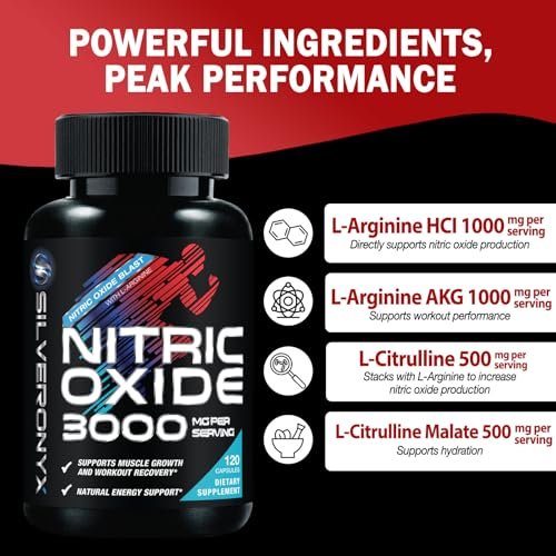 Extra Starkes Stickstoffmonoxid-Booster - 3-fache Stärke L-Arginin AKG & Citrullin Malat - Premium Pre-Workout für Männer & Frauen - Natürliche Energie & Muskelunterstützung, in den USA abgefüllt - 120 Kapseln