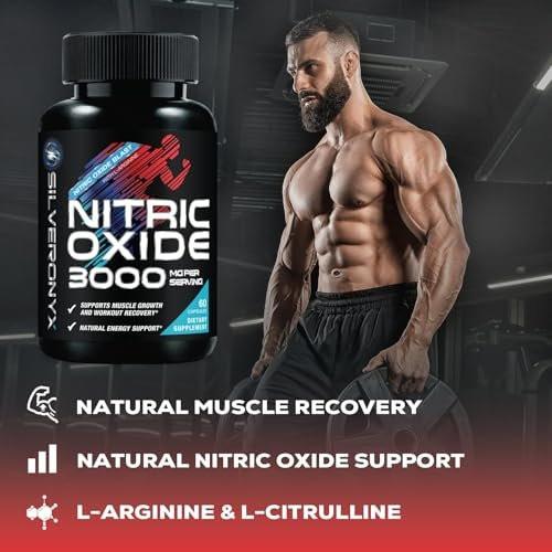 Extra Starkes Nitric-Oxid-Booster – 3-fache Stärke mit L-Arginin AKG & Citrullin Malat – Premium Pre-Workout Booster für Männer & Frauen – Natürliche Energie & Muskelunterstützung – Hergestellt in den USA – 60 Kapseln