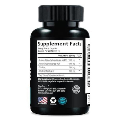 Extra Starkes Nitric-Oxid-Booster – 3-fache Stärke mit L-Arginin AKG & Citrullin Malat – Premium Pre-Workout Booster für Männer & Frauen – Natürliche Energie & Muskelunterstützung – Hergestellt in den USA – 60 Kapseln