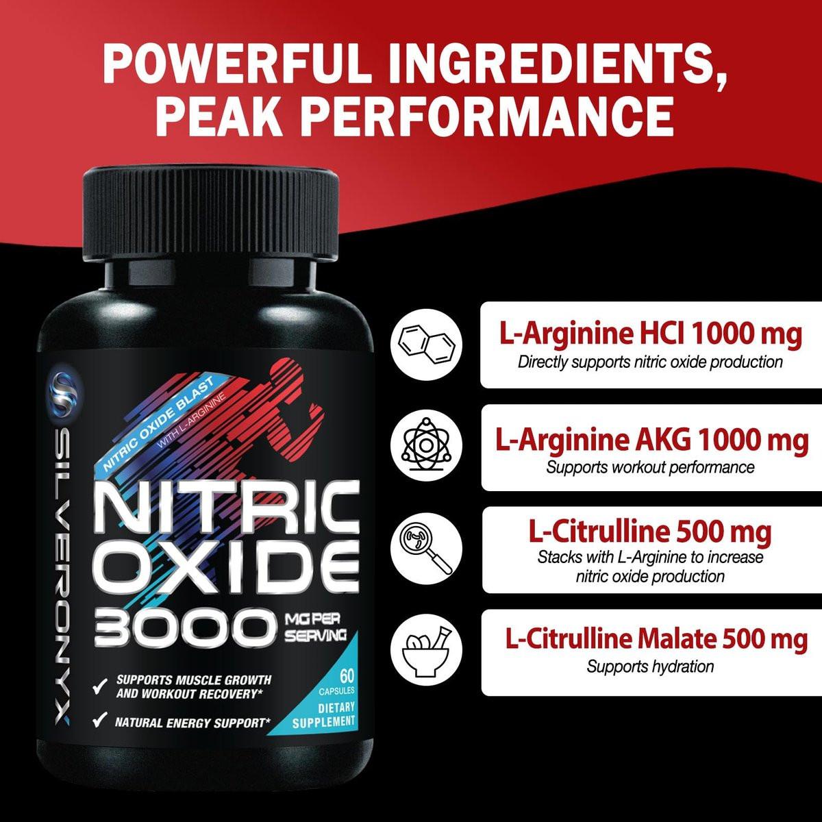 Extra Starkes Nitric-Oxid-Booster – 3-fache Stärke mit L-Arginin AKG & Citrullin Malat – Premium Pre-Workout Booster für Männer & Frauen – Natürliche Energie & Muskelunterstützung – Hergestellt in den USA – 60 Kapseln
