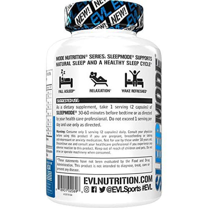 Evlution Nutrition Herbal Complex Schlafkapseln für Erwachsene – Sanfte Schlafunterstützung mit Melatonin, Baldrian, L-Tryptophan, Melisse und mehr – 60 Kapseln (30 Portionen)