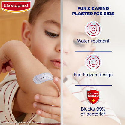 Elastoplast Disney Frozen Pflaster, gemischte Größen (16 Stück), bunt, Erste-Hilfe-Wundversorgung für Kinder mit Frozen-Motiven, hautfreundlich