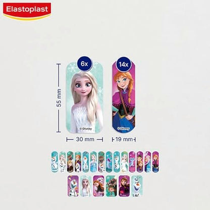 Elastoplast Disney Frozen Pflaster, gemischte Größen (16 Stück), bunt, Erste-Hilfe-Wundversorgung für Kinder mit Frozen-Motiven, hautfreundlich