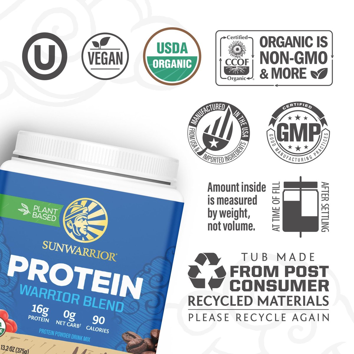Sunwarrior Bio-Pflanzliches Proteinpulver Mokka | Veganes Bio-Protein mit BCAA-Aminosäuren, Hanfsamen & Erbsen | Ohne Soja, Milch, Füllstoffe & Glutenfrei (Mokka, 15 Portionen)