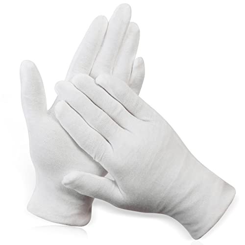Paxcoo 12 Paar XL Weiße Baumwollhandschuhe für trockene Hände, Feuchtigkeitspflege, Kosmetik, Ekzem, Handpflege und Schmuckinspektion