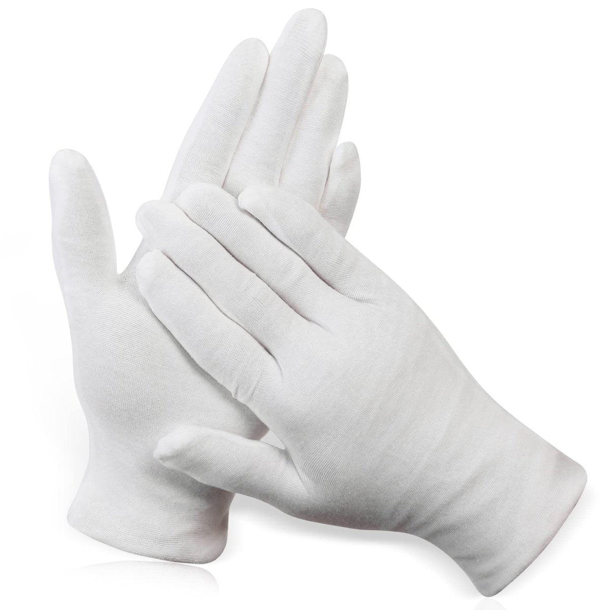 Paxcoo 12 Paar XL Weiße Baumwollhandschuhe für trockene Hände, Feuchtigkeitspflege, Kosmetik, Ekzem, Handpflege und Schmuckinspektion