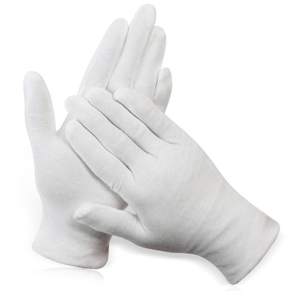 Paxcoo 12 Paar XL Weiße Baumwollhandschuhe für trockene Hände, Feuchtigkeitspflege, Kosmetik, Ekzem, Handpflege und Schmuckinspektion