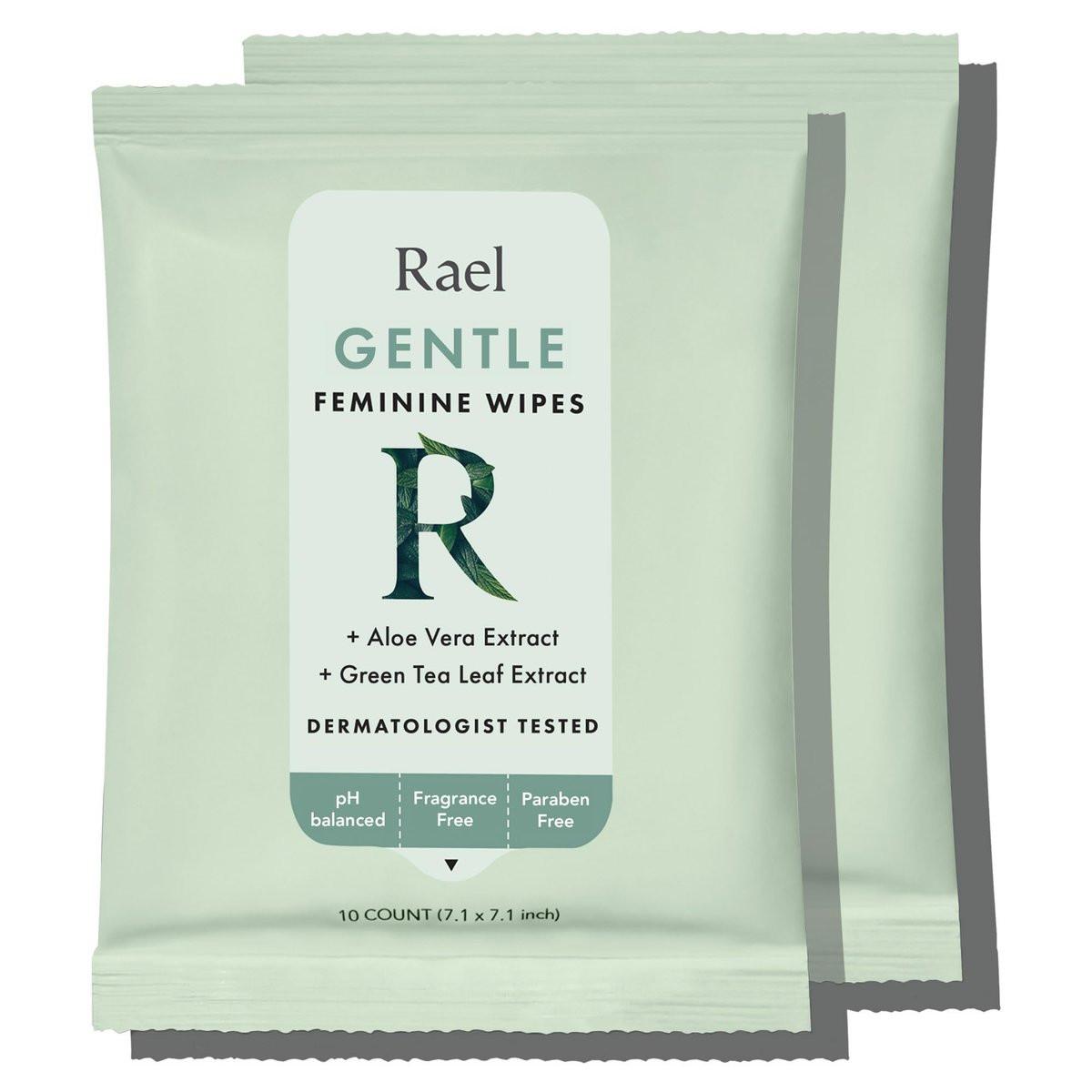 Rael Feminin-Feuchttücher, spülbar, Reisegröße, alle Hauttypen, tägliche Anwendung (sanft, 10er-Pack, 2er-Pack)