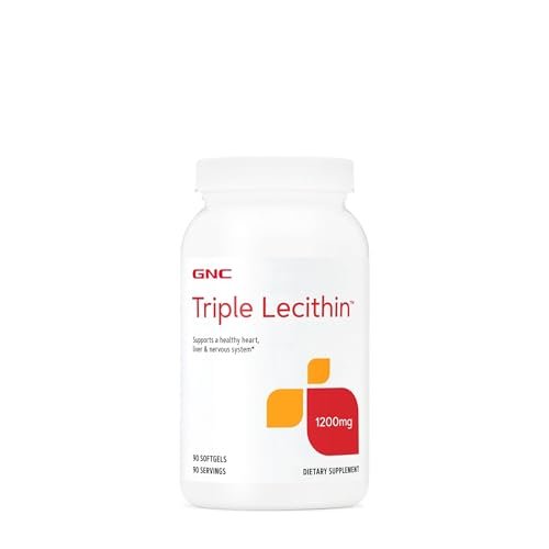 GNC Triple Lecithin 1200 mg – Nahrungsergänzungsmittel für Herz, Leber und Nervensystem, 90 Kapseln