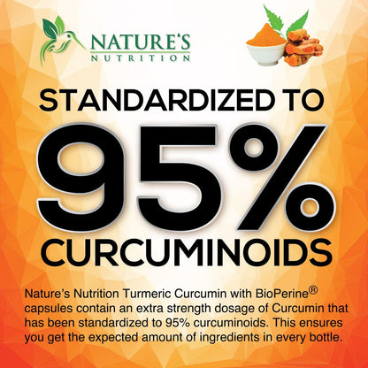 Turmeric Curcumin Komplex - 95% Curcuminoiden mit Bio-Kurkuma & Ingwer, BioPerine Schwarzer Pfeffer Extrakt für beste Absorption, Natürliche vegane Gelenkunterstützung, Non-GMO, Abgefüllt in den USA - 120 Kapseln