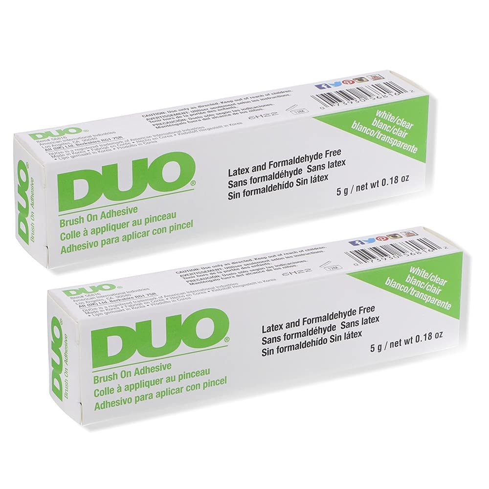 DUO Brush-On Klarer Wimpernkleber – Wasserfester Strip-Wimpernkleber mit Vitaminen A, C & E, langanhaltender Wimpernkleber, 0,18 oz, 2er-Pack