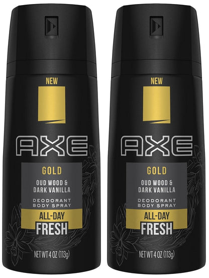 Axe Gold Oud Wood und Dark Vanilla Deodorant Body Spray 4.0 oz (2er-Pack)