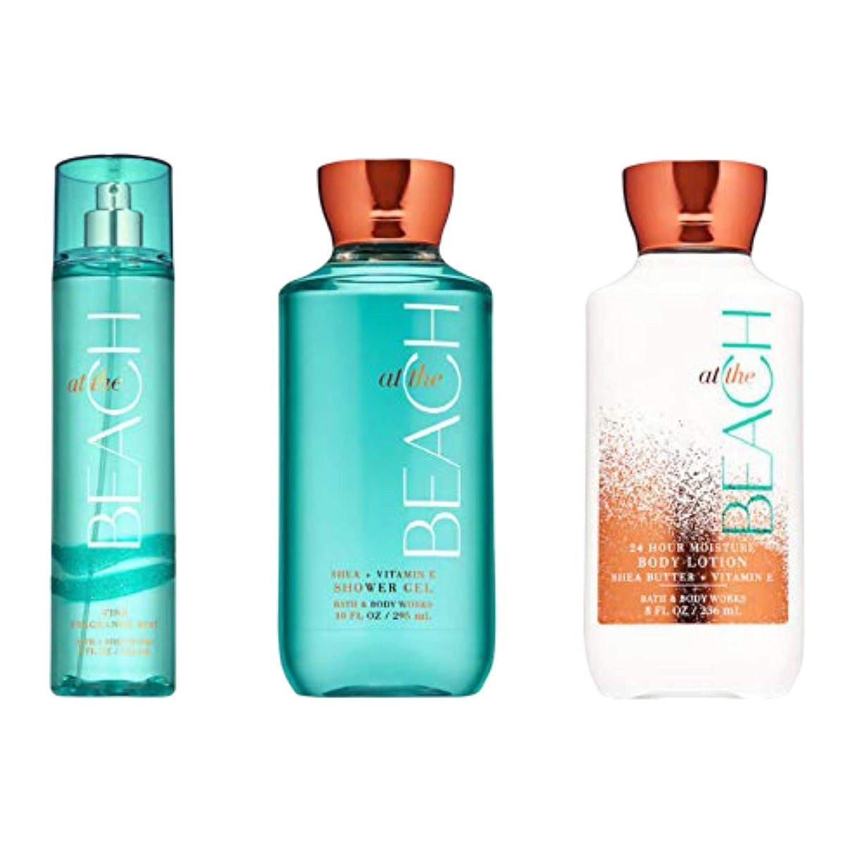 Bath & Body Works Signature Collection At The Beach Duftspray, Duschgel & Bodylotion – Trio Geschenkset (3-teilig)