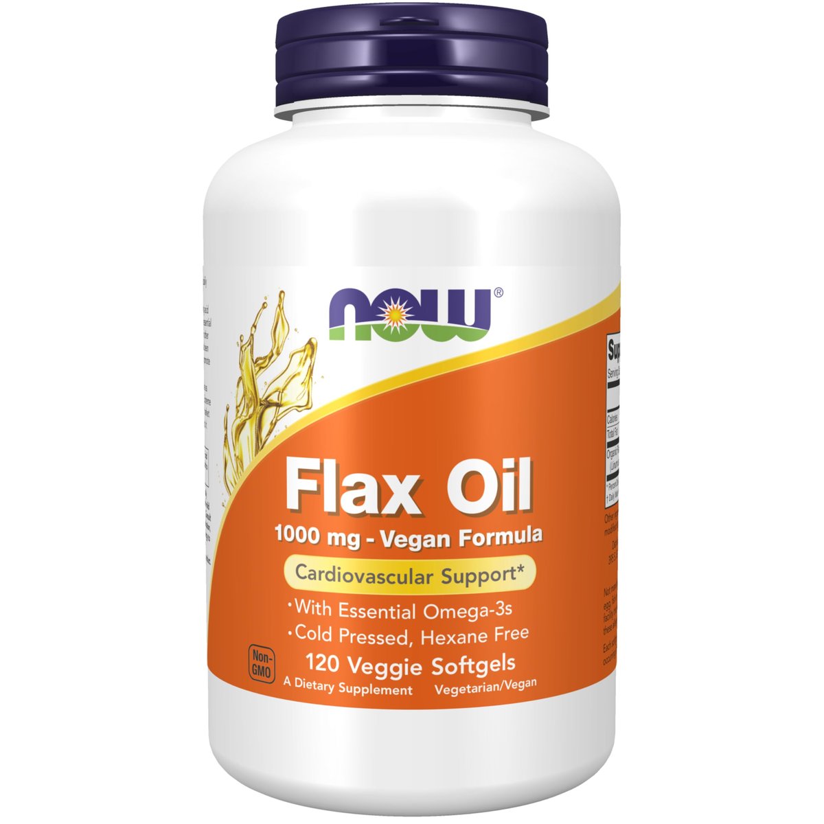 NOW Foods Leinöl 1000 mg mit essentiellen Omega-3-Fettsäuren – kaltgepresst, hexanfrei, vegane Formel, 120 vegane Weichkapseln