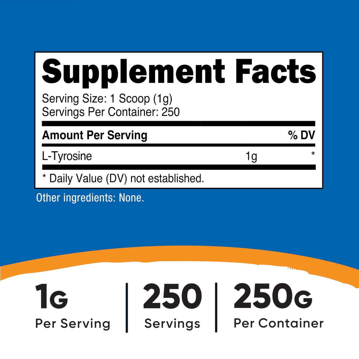 Nutricost L-Tyrosin Pulver 250 g – Reines L-Tyrosin Pulver, 1000 mg pro Portion