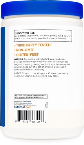 Nutricost L-Tyrosin Pulver 250 g – Reines L-Tyrosin Pulver, 1000 mg pro Portion