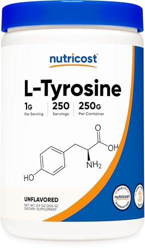Nutricost L-Tyrosin Pulver 250 g – Reines L-Tyrosin Pulver, 1000 mg pro Portion