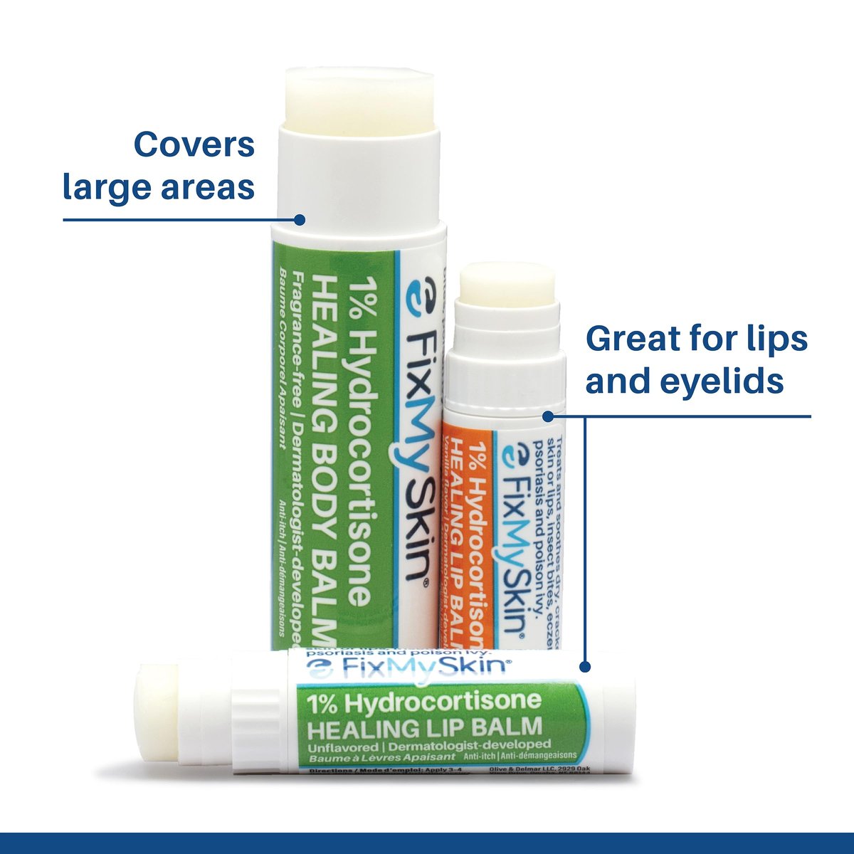 FixMySkin 1% Hydrocortison Lippenbalsam Vanille – Beruhigt trockene, rissige & gereizte Lippen, lindert spröde Lippen, Lippenherpes & Ekzeme, dermatologisch entwickelt, reisefreundliche Tube, 4,25 g