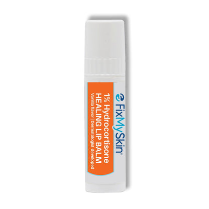 FixMySkin 1% Hydrocortison Lippenbalsam Vanille – Beruhigt trockene, rissige & gereizte Lippen, lindert spröde Lippen, Lippenherpes & Ekzeme, dermatologisch entwickelt, reisefreundliche Tube, 4,25 g