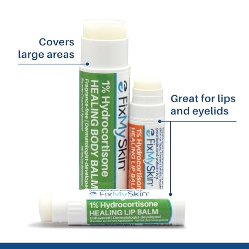 FixMySkin 1% Hydrocortison Lippenbalsam Vanille – Beruhigt trockene, rissige & gereizte Lippen, lindert spröde Lippen, Lippenherpes & Ekzeme, dermatologisch entwickelt, reisefreundliche Tube, 4,25 g