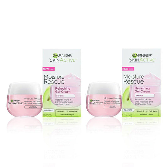 Garnier Moisture Rescue Erfrischende Gel-Creme für trockene Haut, Ölfrei, 1,7 oz (50 g), 2er-Pack (Verpackung kann variieren)
