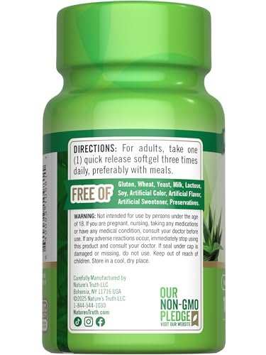 Nature's Truth Aloe Vera Softgels – 100 Kapseln | Nicht-GMO & glutenfrei Nahrungsergänzungsmittel