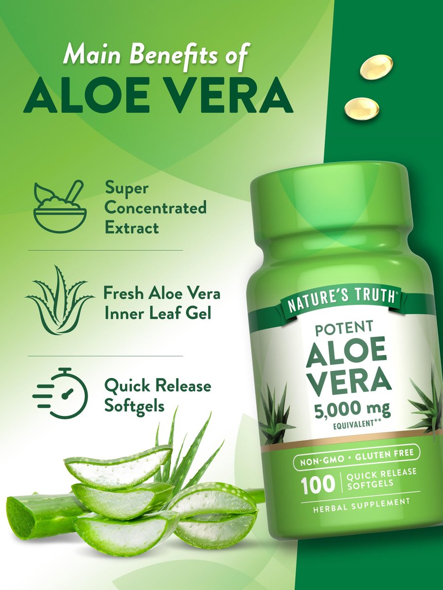Nature's Truth Aloe Vera Softgels – 100 Kapseln | Nicht-GMO & glutenfrei Nahrungsergänzungsmittel