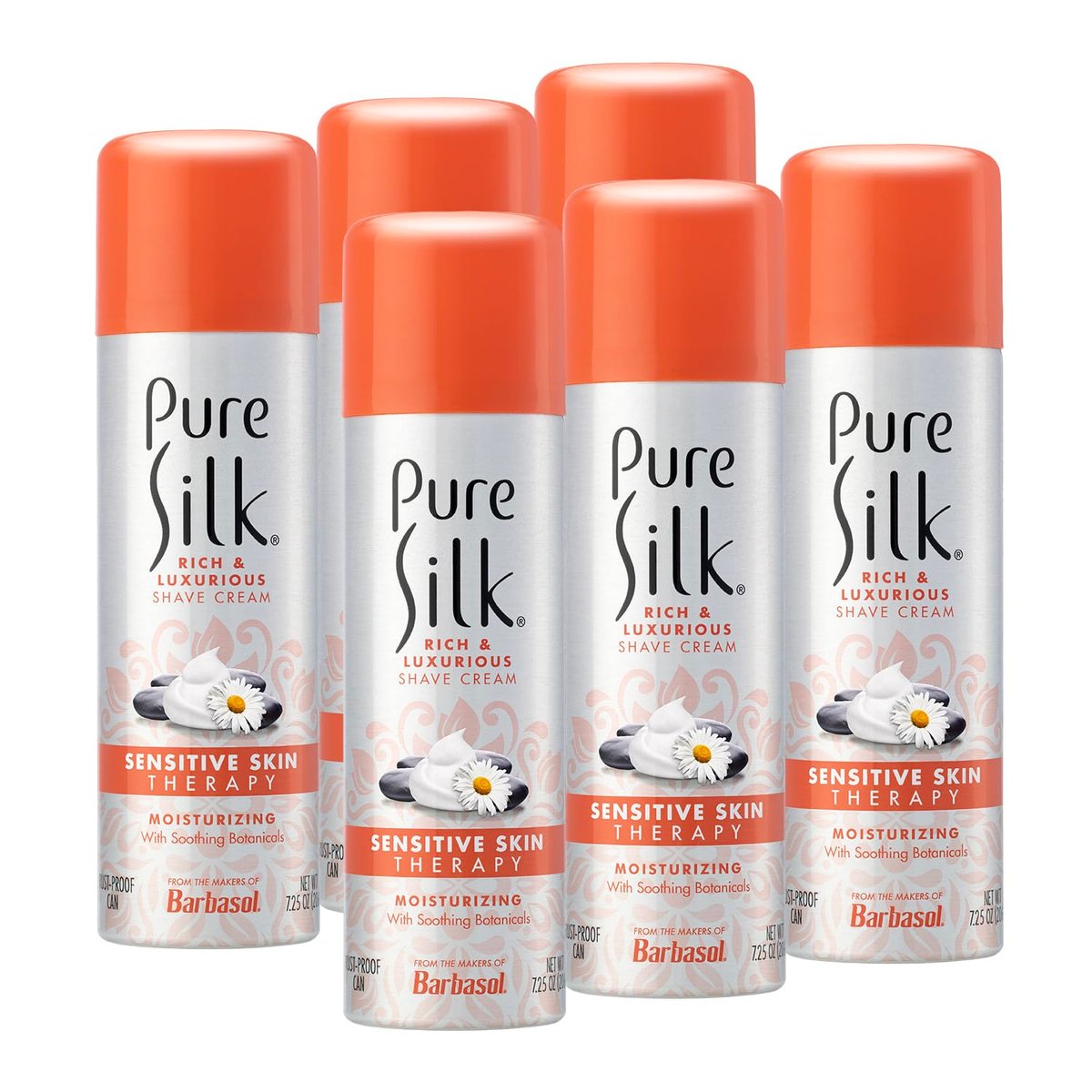 Pure Silk Sensitive Skin Rasiercreme für Frauen | Sanfte Formel mit Aloe, Papaya und Weidenrinde | 7,25 oz (6er-Pack)