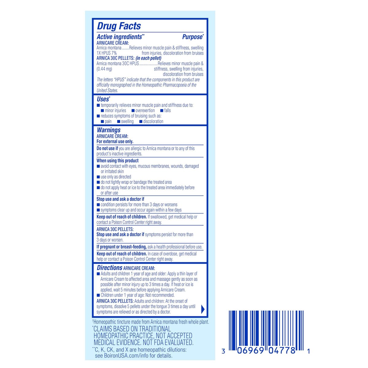Boiron Arnicare Creme und Arnica 30c im Wertpaket gegen Schmerzen, Muskelkater und Schwellungen durch Prellungen oder Verletzungen – 2,5 oz + 80 Kügelchen