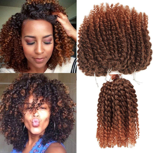 Crochet Hair Kurze Kinky Curly Ombre Farbe 8 Zoll 3 Stück/Pack 60 Roots 110g Afro Marley Kinky Twist Haar Synthetische Crochet Braids für Schwarze Frauen (1B/30)