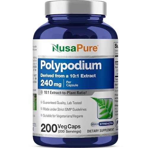 NusaPure Polypodium Leucotomos Kapseln, 240 mg, 200 vegane Kapseln (Non-GMO, vegan)