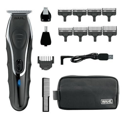 Wahl Aqua Blade® Wiederaufladbarer Nass-Trocken-Lithium-Ionen-Deluxe-Barttrimmer für Herren - Austauschbare Aufsätze zum Trimmen, Haare, Schnurrbart und Körperpflege - Modell 9899-100
