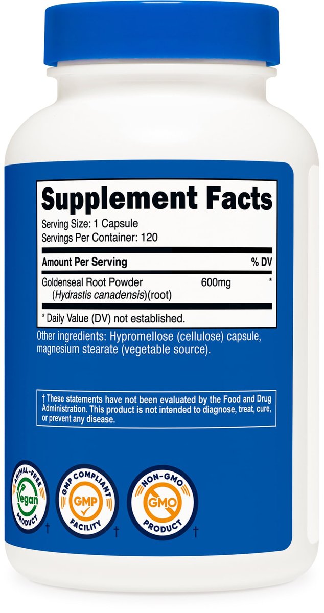 Nutricost Goldenseal Root 600mg, 120 Kapseln - Non-GMO, Glutenfrei, Vegetarische Kapseln