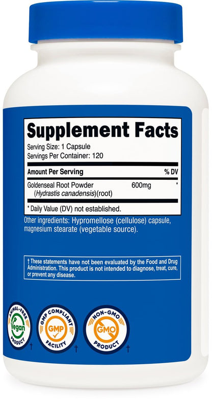 Nutricost Goldenseal Root 600mg, 120 Kapseln - Non-GMO, Glutenfrei, Vegetarische Kapseln
