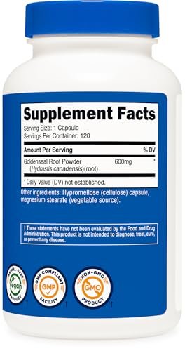Nutricost Goldenseal Root 600mg, 120 Kapseln - Non-GMO, Glutenfrei, Vegetarische Kapseln