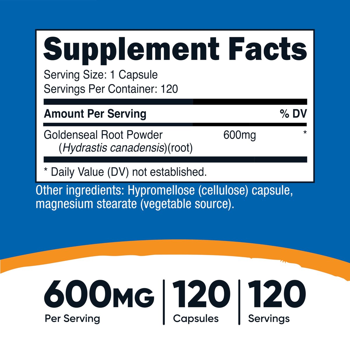 Nutricost Goldenseal Root 600mg, 120 Kapseln - Non-GMO, Glutenfrei, Vegetarische Kapseln