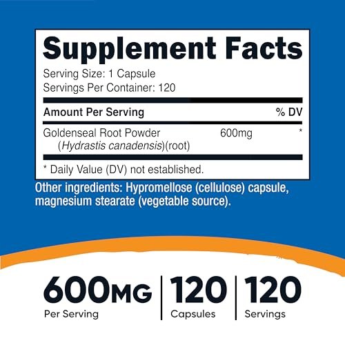 Nutricost Goldenseal Root 600mg, 120 Kapseln - Non-GMO, Glutenfrei, Vegetarische Kapseln